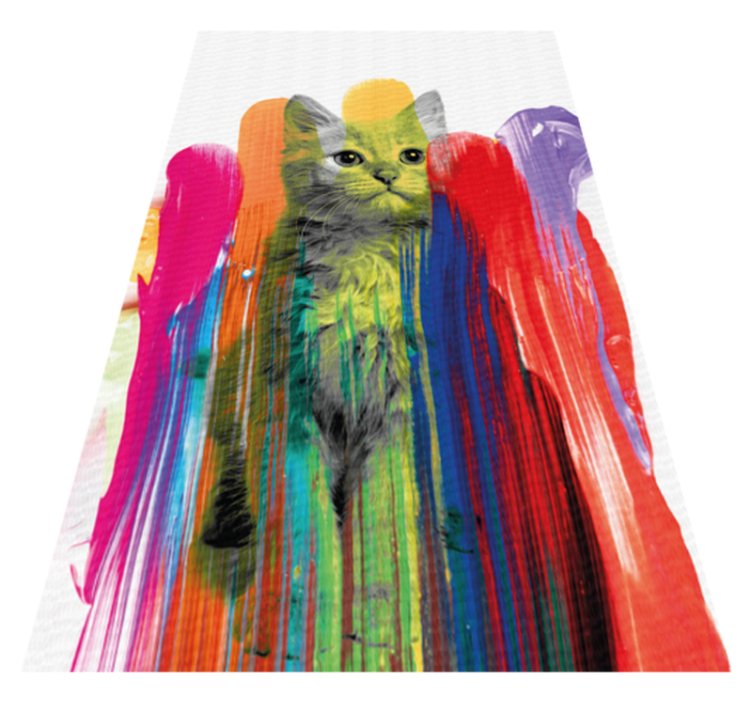 Colorful Cat Portrait modern vinyl rug - TenStickers