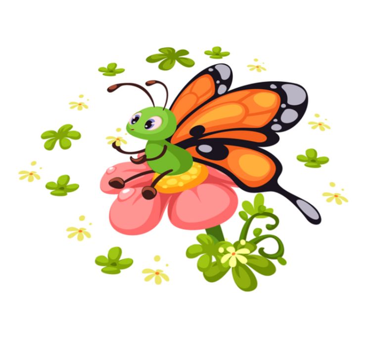 Colorful Butterfly Joy kids vinyl rug - TenStickers