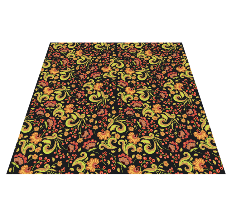 Botanical Twirl Motif floral vinyl rug - TenStickers