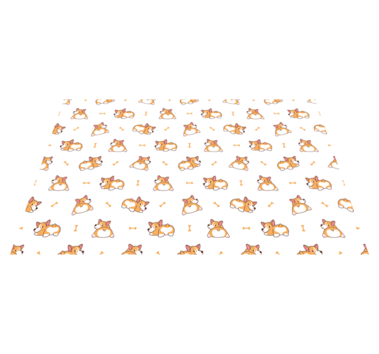 Cute Corgi characters  kids vinyl rug - TenStickers