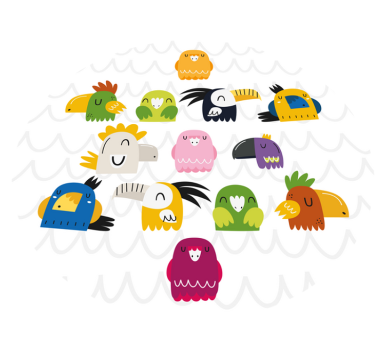 Colorful Bird Faces kids vinyl rug - TenStickers