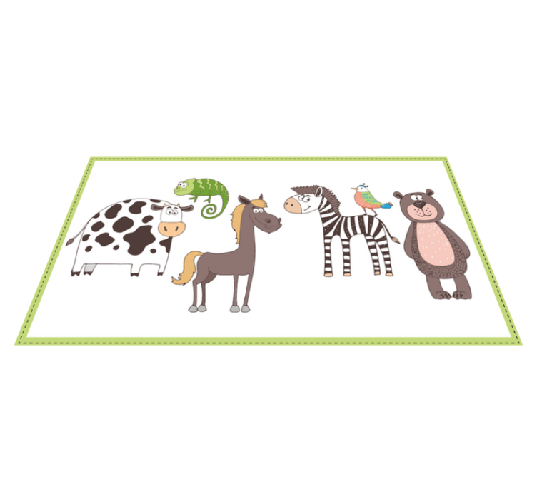 Cute Animal Friends kids vinyl rug - TenStickers