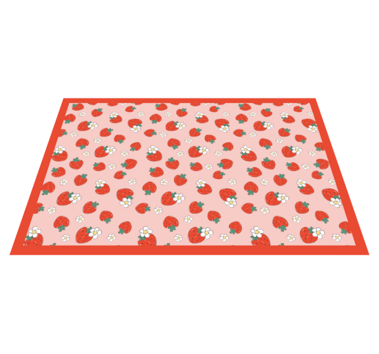 Floral vinyl rug strawberry floral design - TenStickers