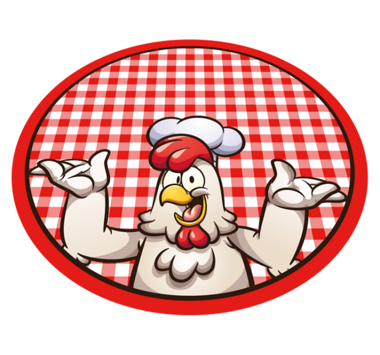 Cheerful Chicken Chef kitchen vinyl rug - TenStickers