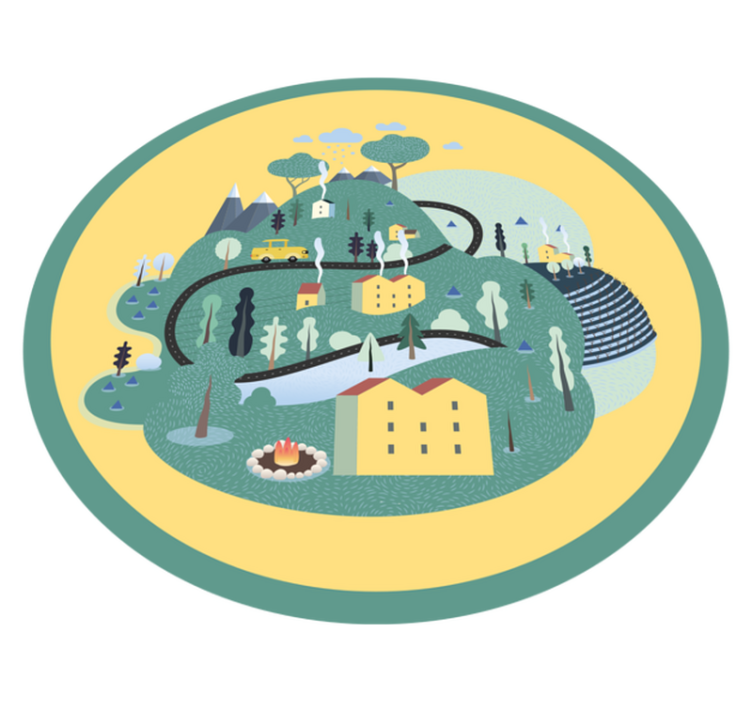 Playful Landscape Journey road vinyl rug - TenStickers