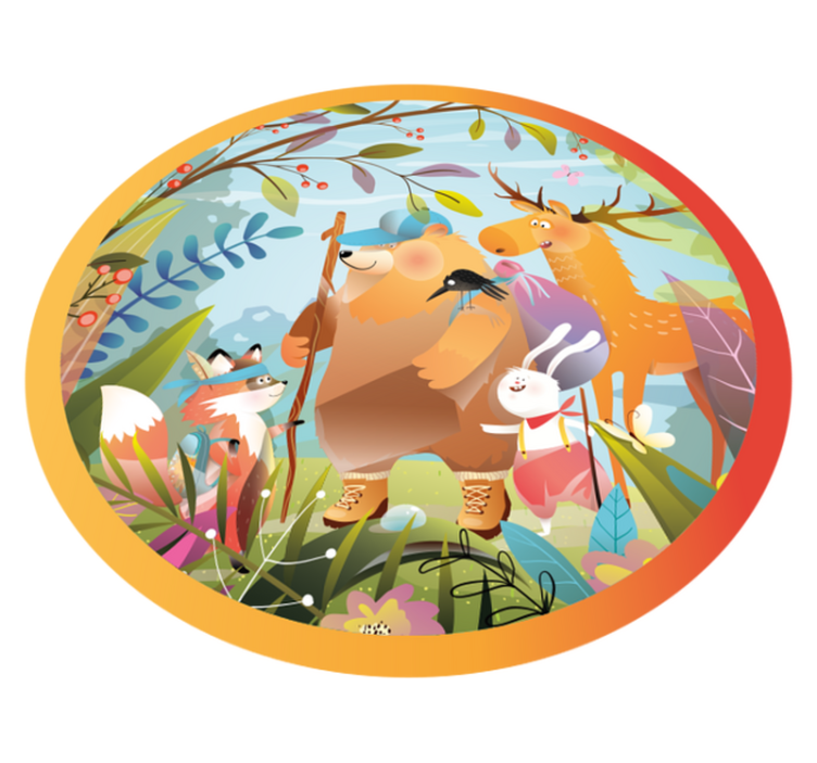Forest Friends Gathering kids vinyl rug - TenStickers