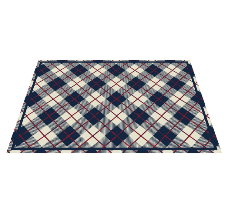 Navy check pattern geometric vinyl rug - TenStickers