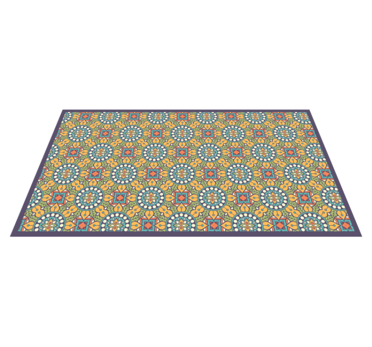 Colorful yellow composition mosaic vinyl rug - TenStickers