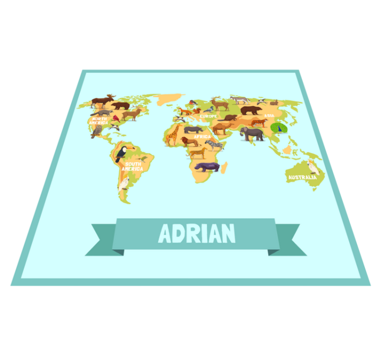 Fauna design with name custom vinyl rug - TenStickers