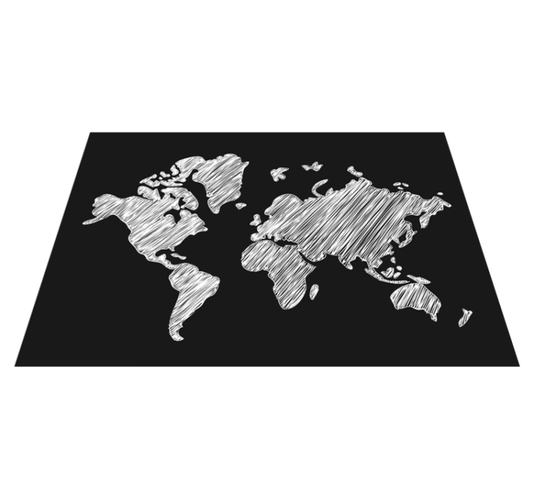 Chalkboard grey design world map vinyl rug - TenStickers