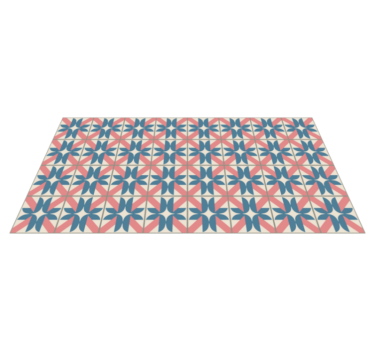 Pink blue geometric pattern tile vinyl rug - TenStickers