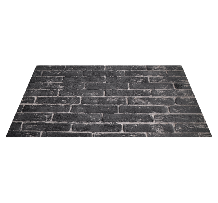 Chic black brick stone effect vinyl rug - TenStickers