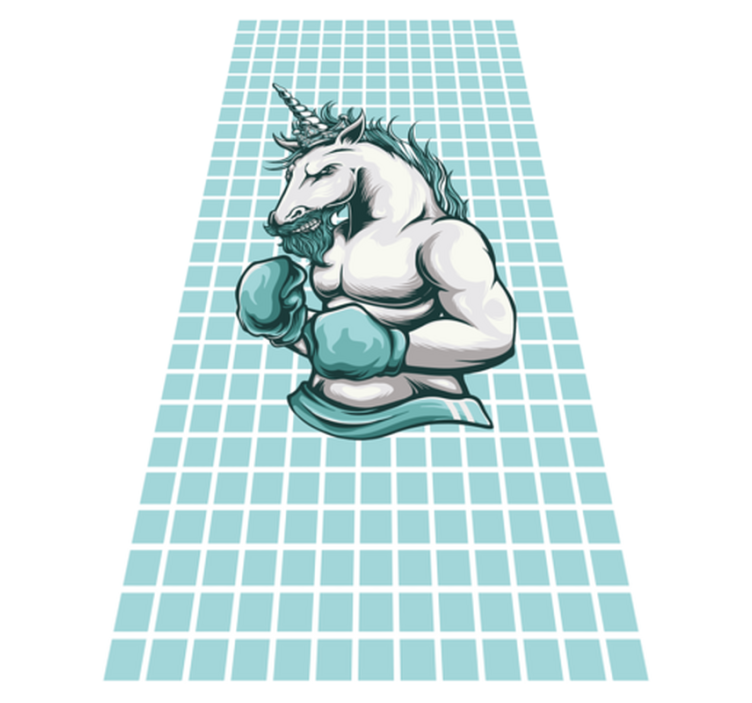 Boxing Unicorn Illustration teen vinyl rug - TenStickers