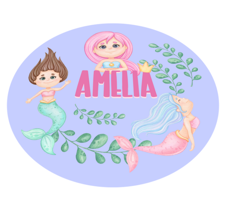 Mermaid friends with name kids vinyl rug - TenStickers