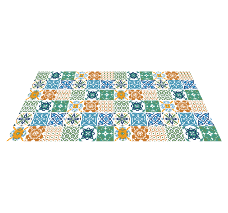 Porcelain colourful pattern vinyl kitchen mat - TenStickers
