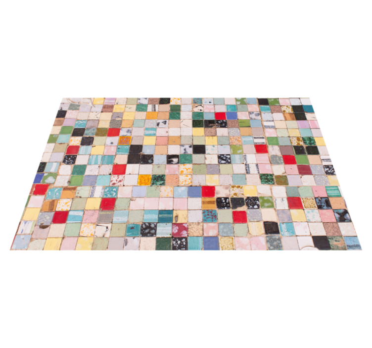 Colorful old style squared tiles bathroom vinyl rug - TenStickers