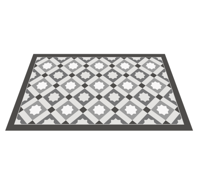 Modern grey geometric stars pattern tile kitchen vinyl rug - TenStickers