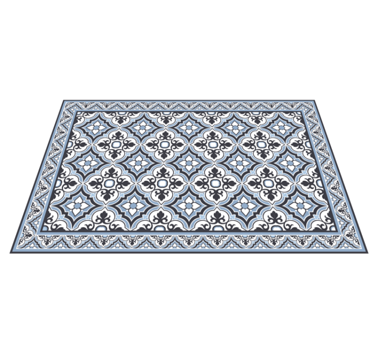Light blue classical tile design kitchen vinyl rug - TenStickers