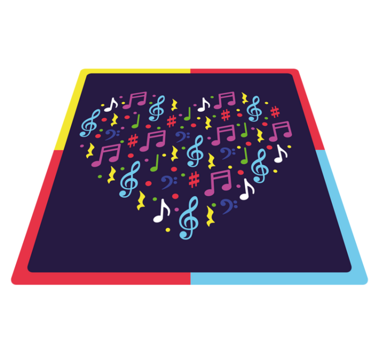 Musical Notes Heart teen vinyl rug - TenStickers