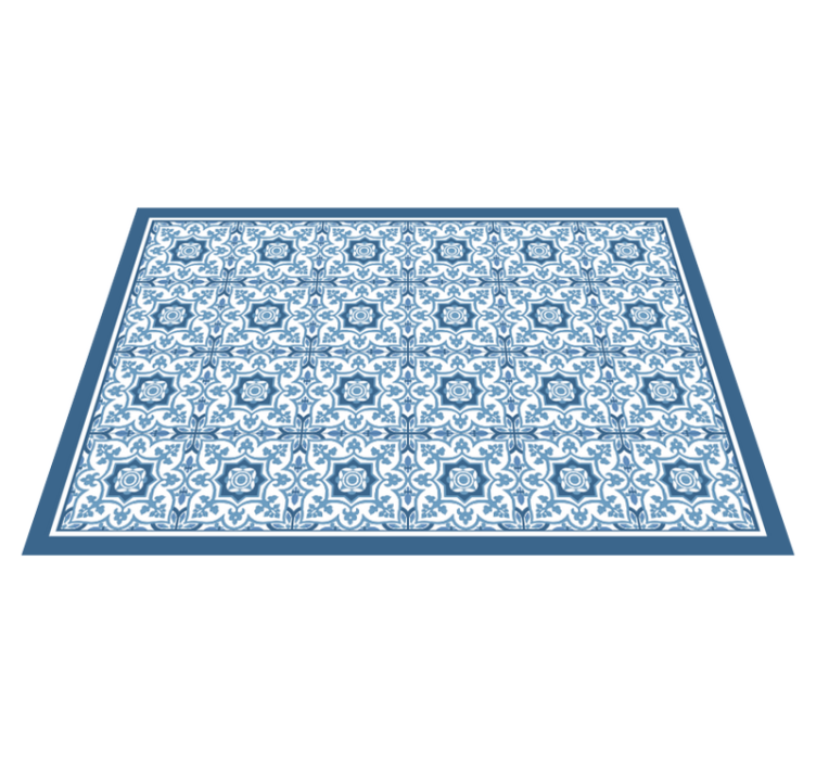 Blue patterned mosaic tile vinyl rug - TenStickers