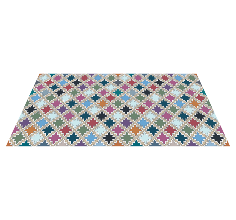 Mosaic vinyl rug lively floral design - TenStickers