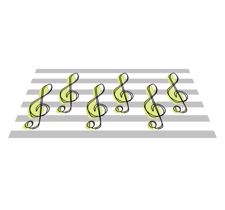 Musical Notes Pattern striped vinyl rug - TenStickers