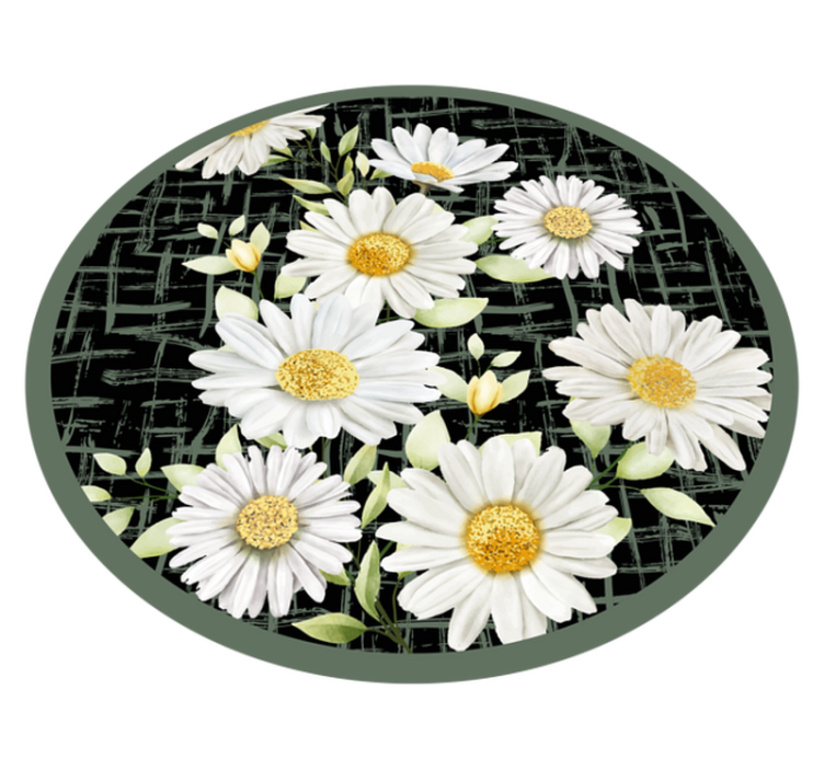 White Daisy Arrangement floral vinyl rug - TenStickers