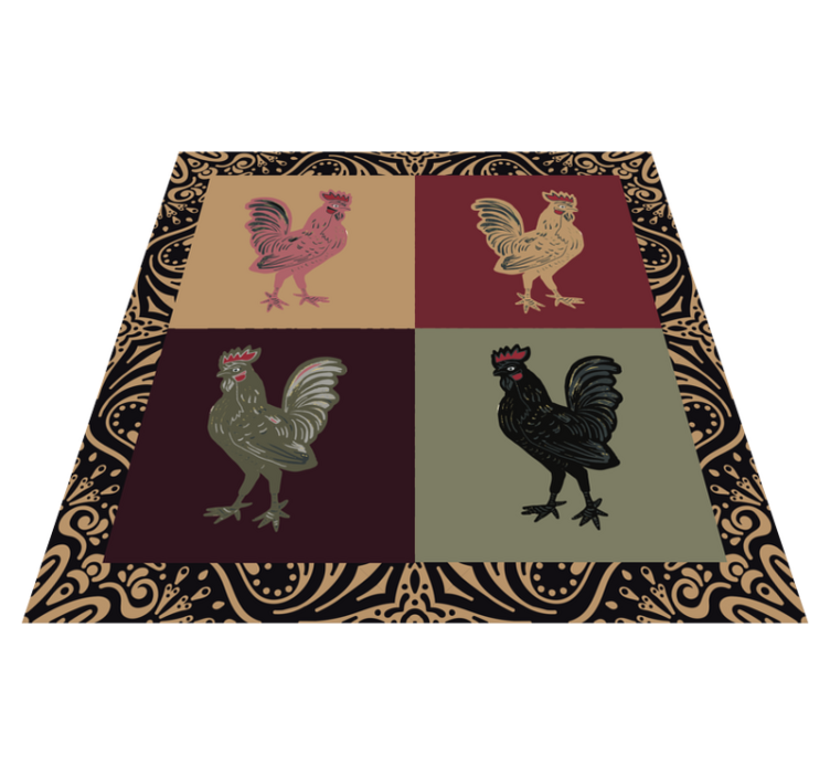 Rooster in classic tiles animal vinyl rug - TenStickers