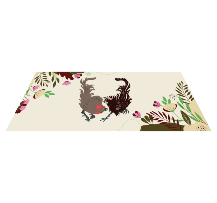 Pigeons floral scene animal vinyl rug - TenStickers