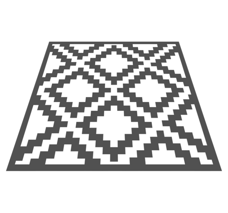 Geometric vinyl rug black diamond design - TenStickers