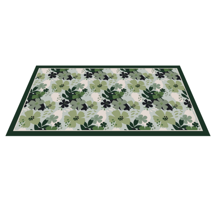 Floral vinyl rug floral patterned green - TenStickers