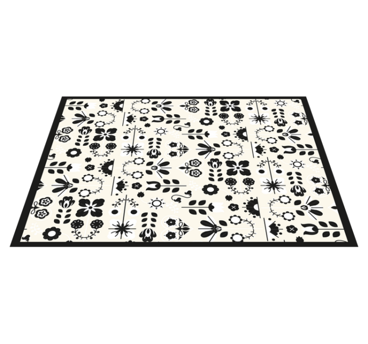 Floral vinyl rug with black floral designs - TenStickers