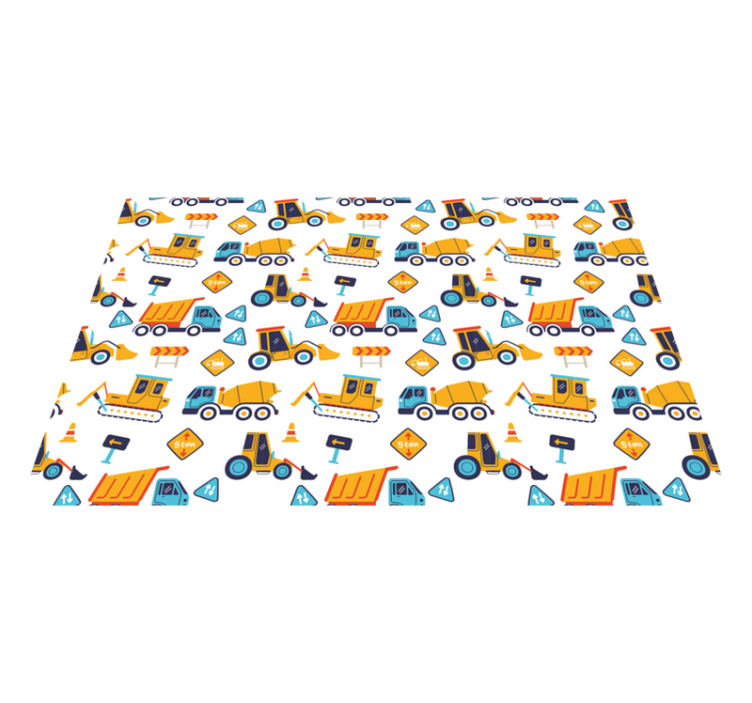 Construction vehicles pattern road vinyl rug - TenStickers
