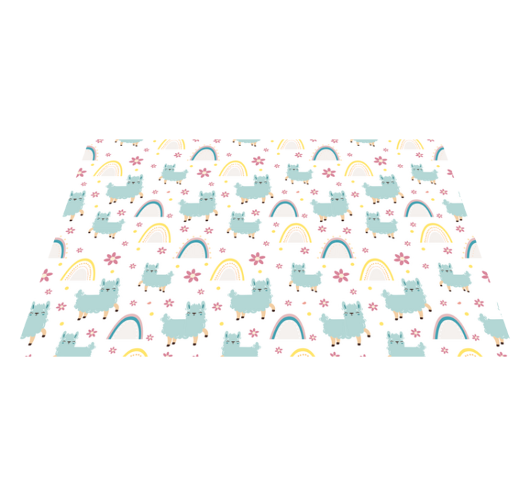 Rainbow and llamas kids vinyl rug - TenStickers