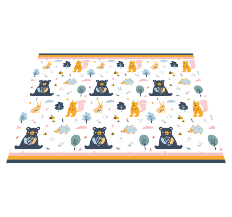 Scandinavian forest friends kids vinyl rug - TenStickers