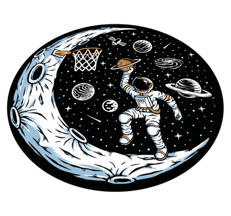 Astronaut Dunking star vinyl rug - TenStickers