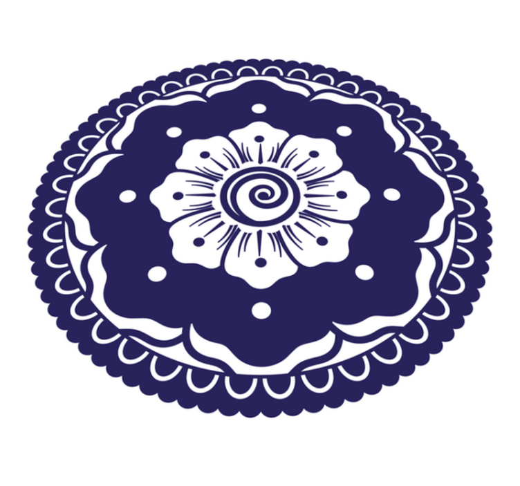 Navy Floral Arrangement mandala vinyl rug - TenStickers