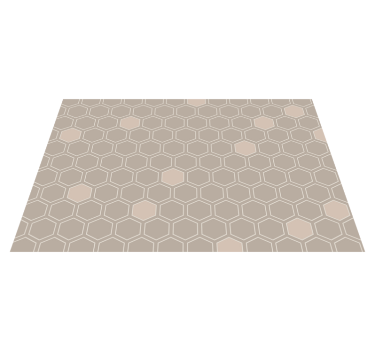 Hexagon beige motif geometric vinyl rug - TenStickers