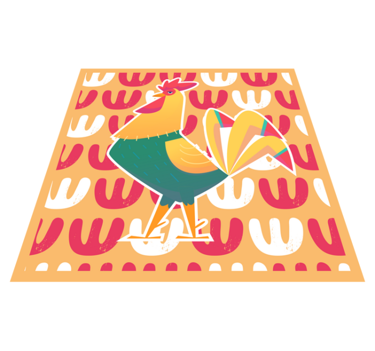 Colorful Rooster Art animal vinyl rug - TenStickers