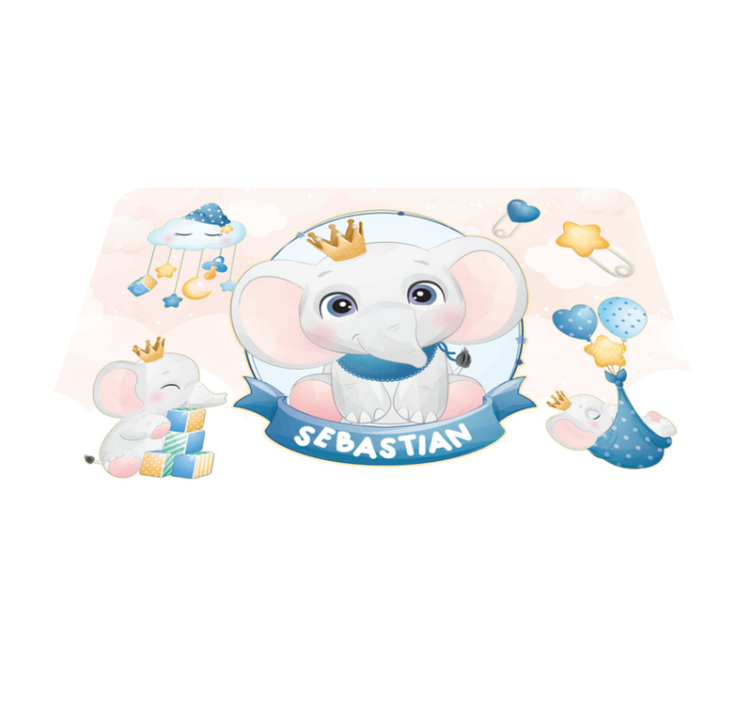 CROWNED ELEPHANT PLAYMATE custom vinyl rug - TenStickers