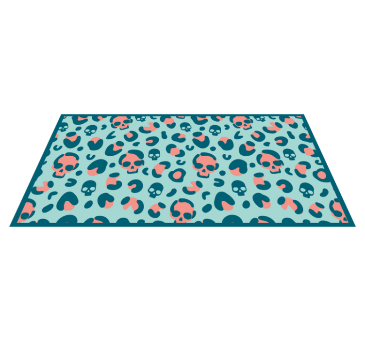 Blue and pink skull leopard pattern bedroom rug - TenStickers