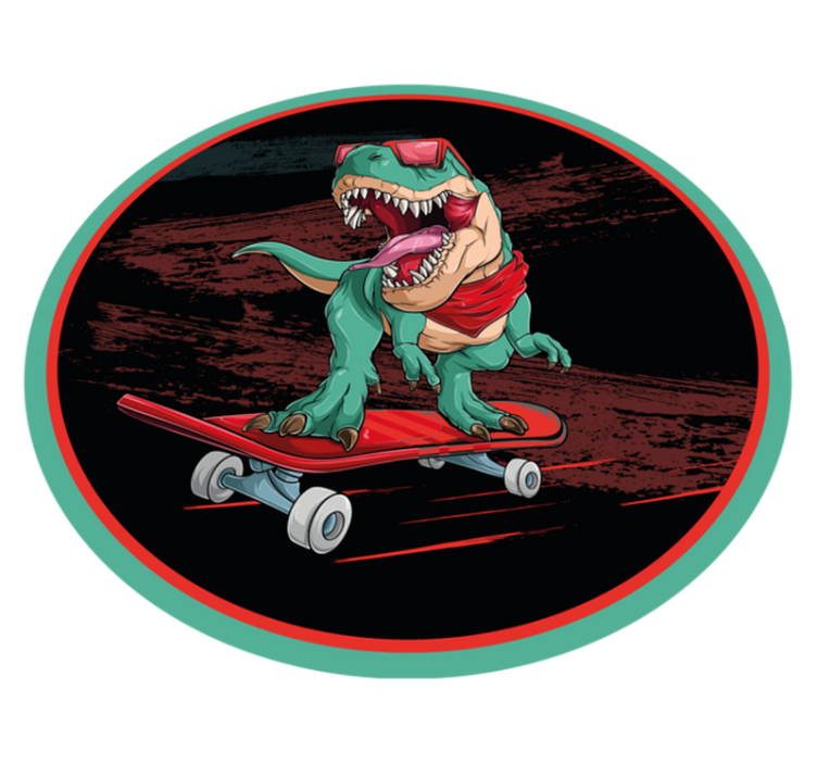 Skating green dinosaur vintage rug - TenStickers