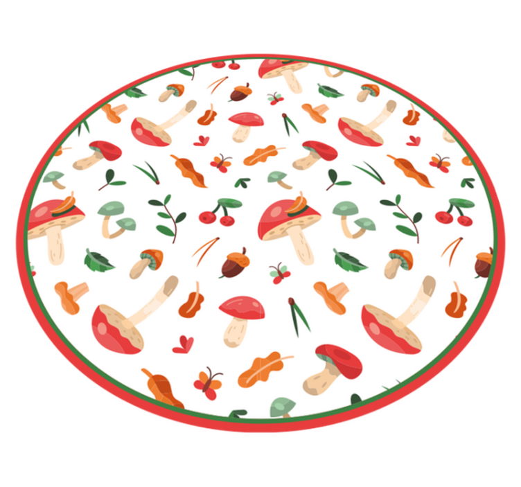 Mushroom botanical motif floral vinyl rug - TenStickers