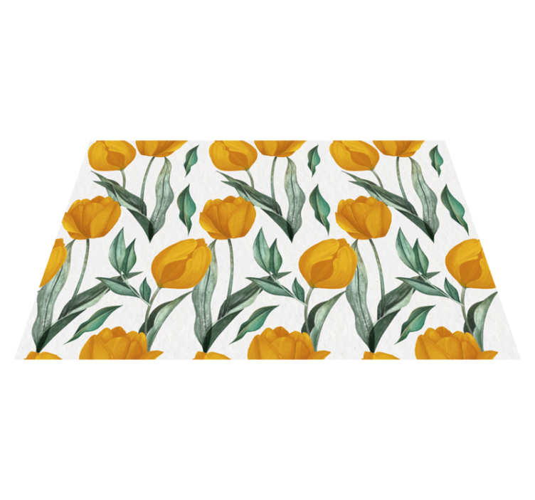 Bright Yellow Tulips floral vinyl rug - TenStickers