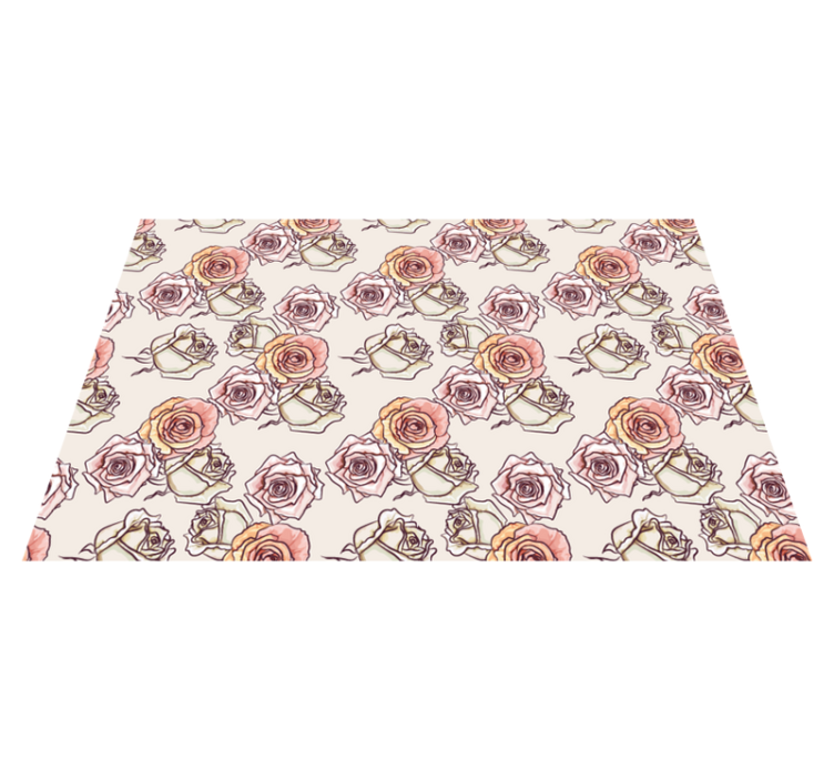 Botanical Rose Motif floral vinyl rug - TenStickers