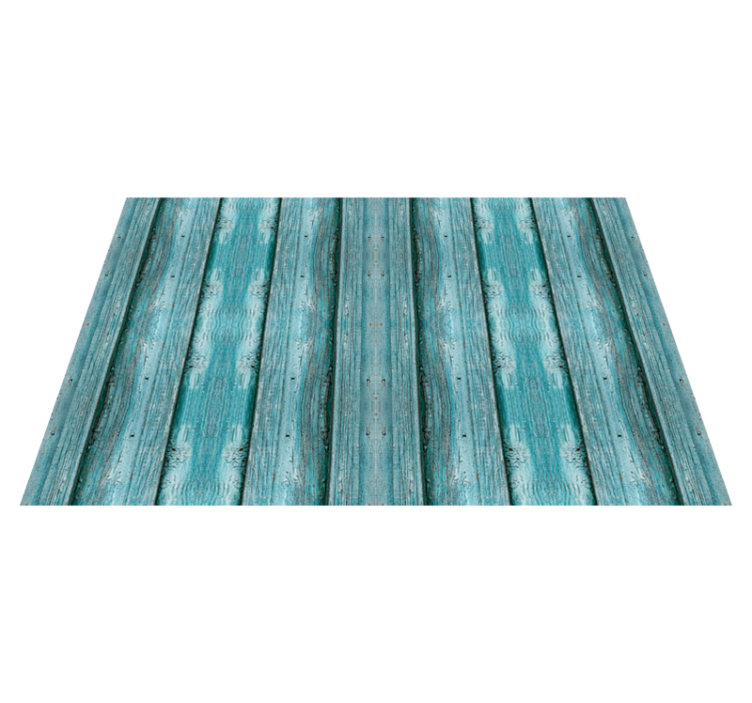 Distressed blue motif wood effect vinyl rug - TenStickers