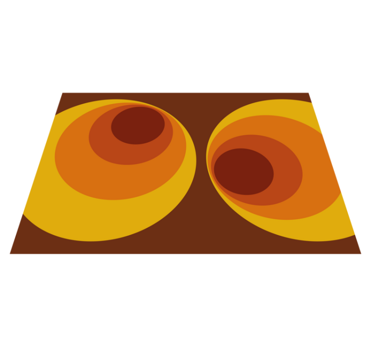 70s circular orange patterns vintage rug - TenStickers