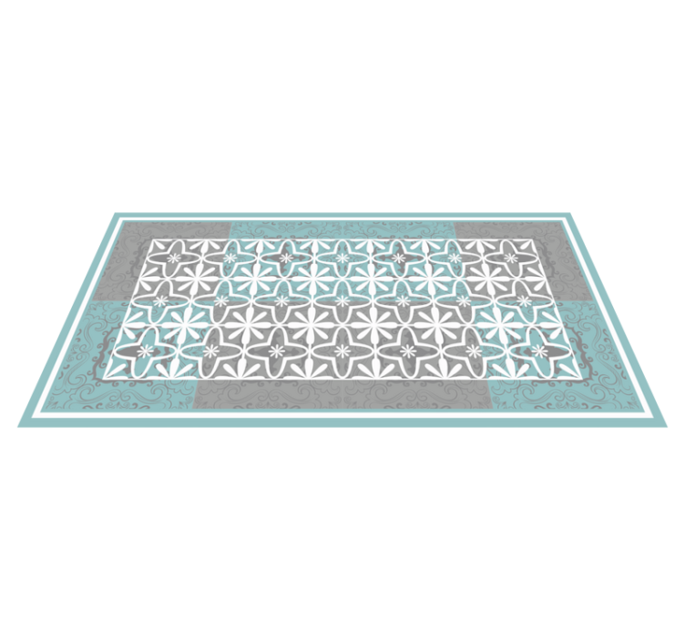 Blue grey patterns geometric vinyl rug - TenStickers