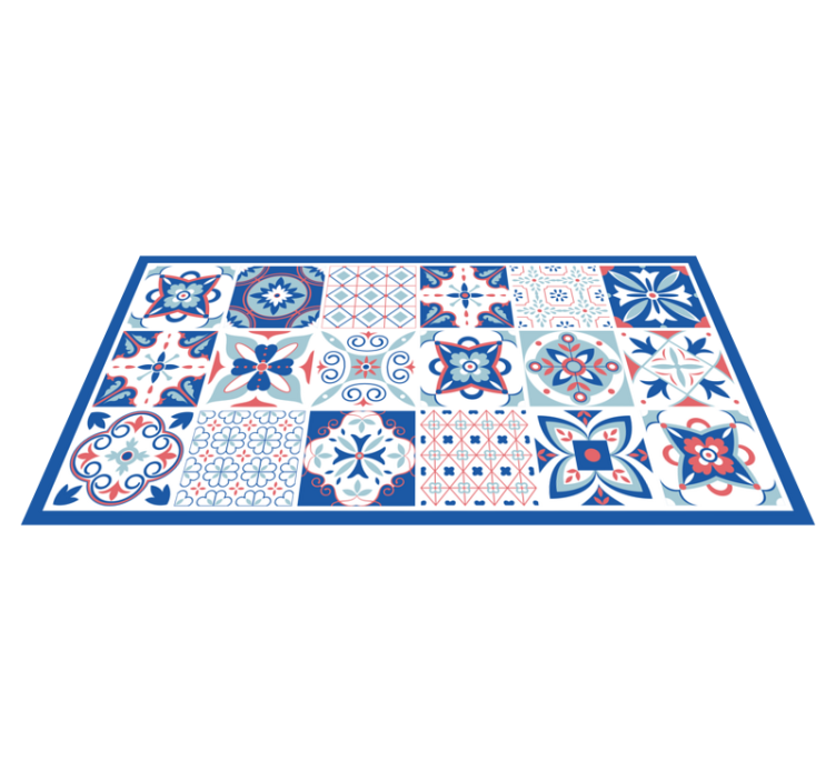 Ornamental blue tile vinyl rug - TenStickers