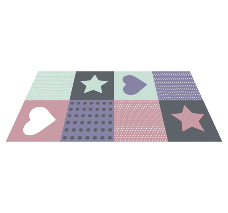 Patchwork Heart Star playroom carpet - TenStickers